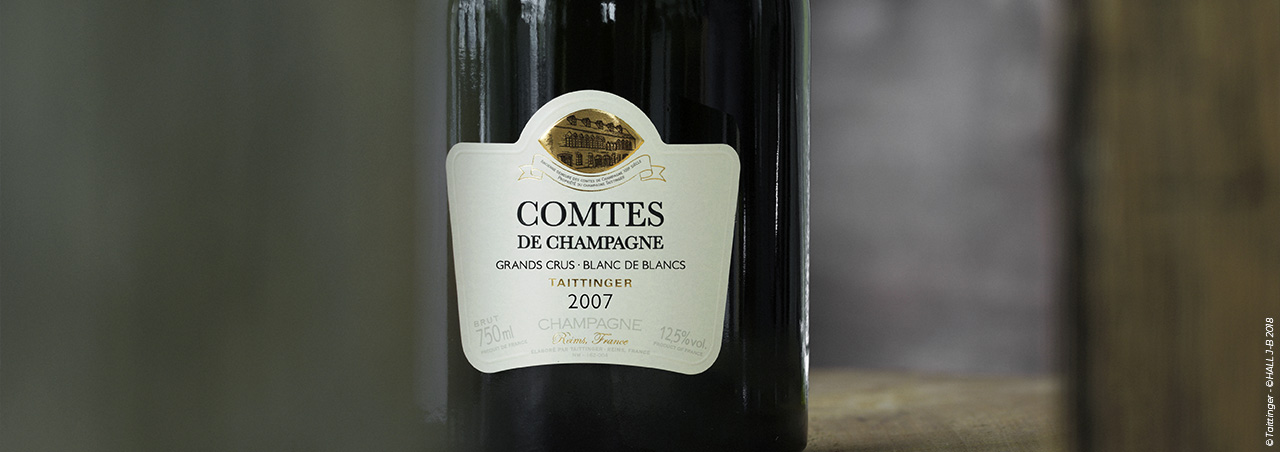 Une photographie du Taittinger Comtes de Champagne Blanc de Blancs.