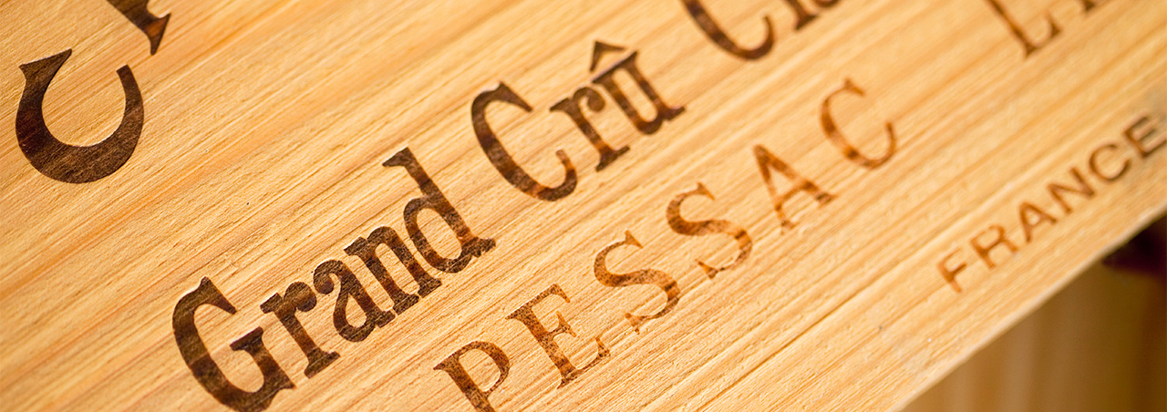 Holzkiste für Grand Cru Classé Wein au Pessac-Léognan (Bordeaux)