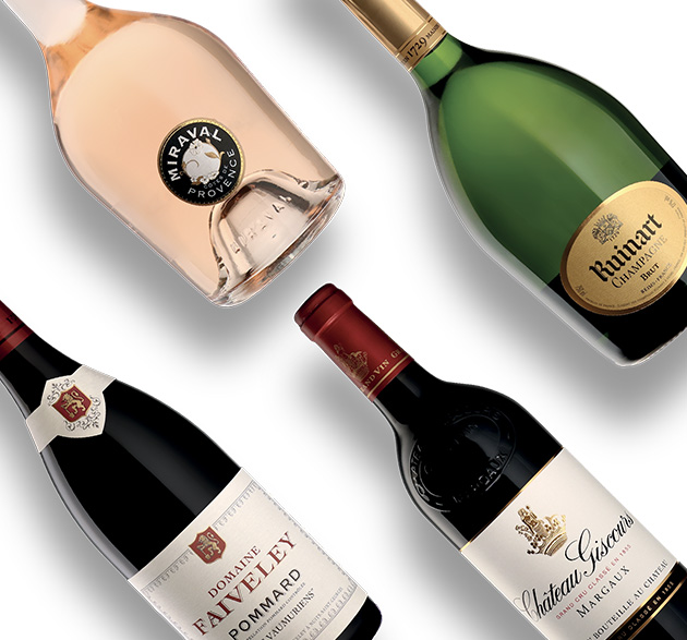 image avec des bouteilles de champagnes et de vins 