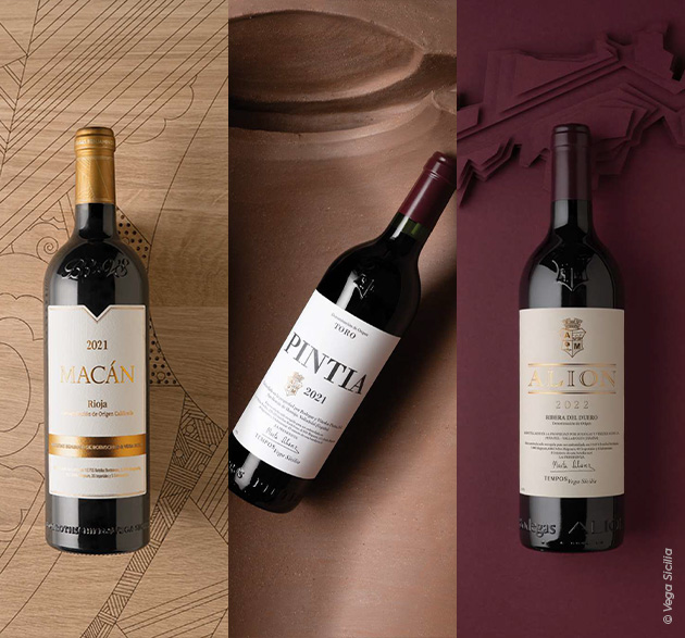 Drei Weinflaschen vom spanischen Top-Produzenten Vega Sicilia