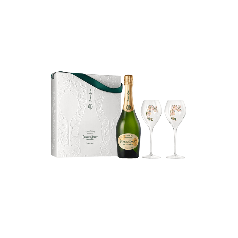 Perrier-Jouët : Coffret Grand Brut GreenBox + 2 Champagner flöten Perrier-Jouët Millesima DE