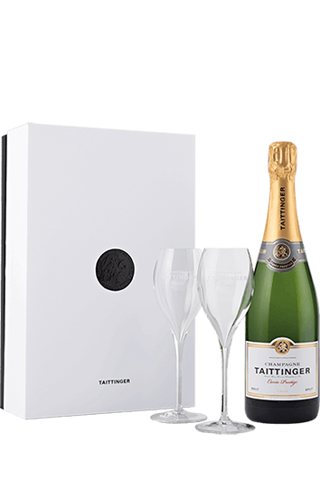 Taittinger : Coffret Paradoxe Prestige Brut + 2 flûtes