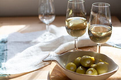 Fino Sherry with olives