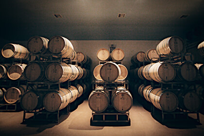 Peter Michael Winery barrel room