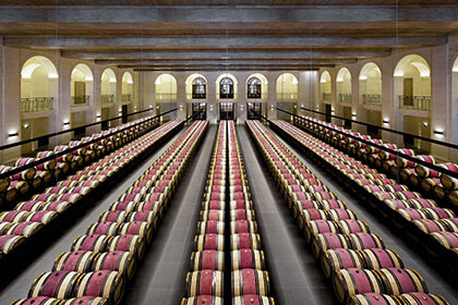 Bordeaux wines, Barrel Room at Chateau Montrose, Barrel Room Bordeaux