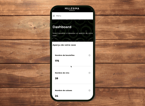 Interface mobile Cave en Ligne