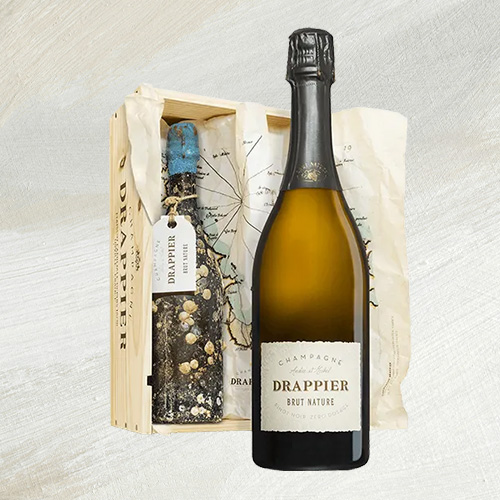 A bottle of champagne Drappier Coffret Immersion Brut Nature