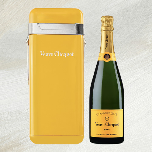 A bottle of champagne Veuve Clicquot Brut Carte Jaune Cooler