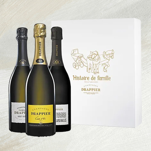 A bottle of champagne Drappier Coffret Histoire de Famille