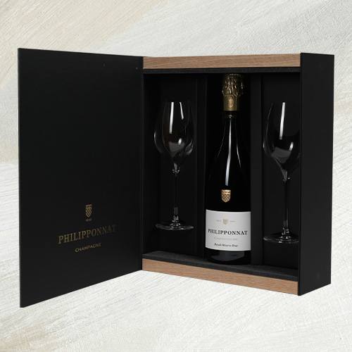 A bottle of champagne Philipponnat Coffret Royale Réserve Brut & 2 Flutes