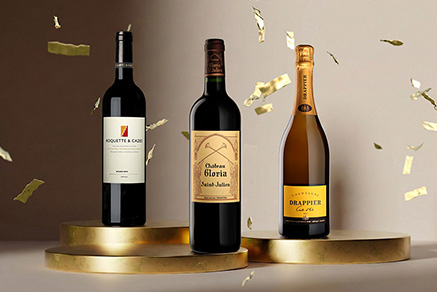 Une selection de bouteille de vin et champagne