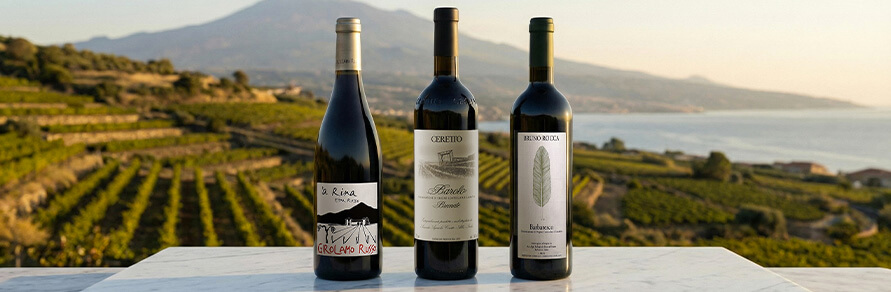 Drei Flaschen italienischer Weine