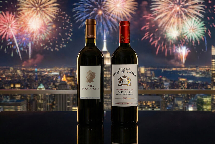 Three bottles in snow landscape