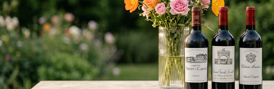 Bottles of bordeaux wines