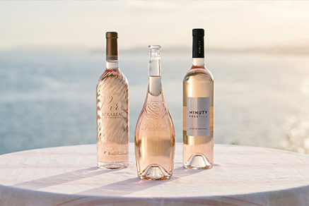 Three rosé wines bottles