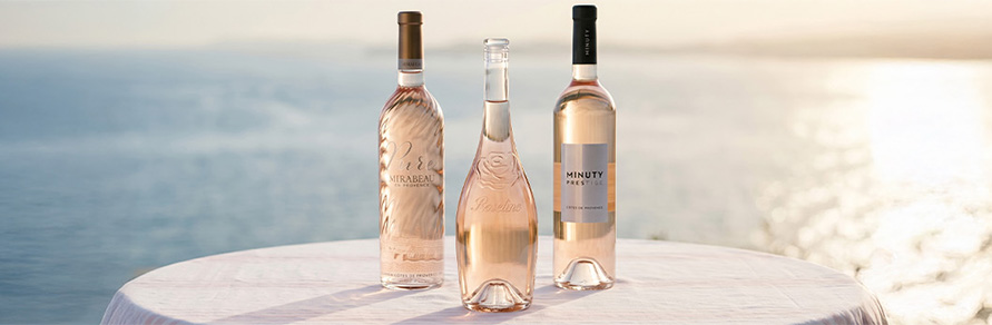 Three bottles of rosé