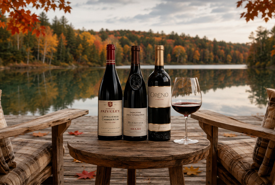 Bottles of wines for fall selection offer