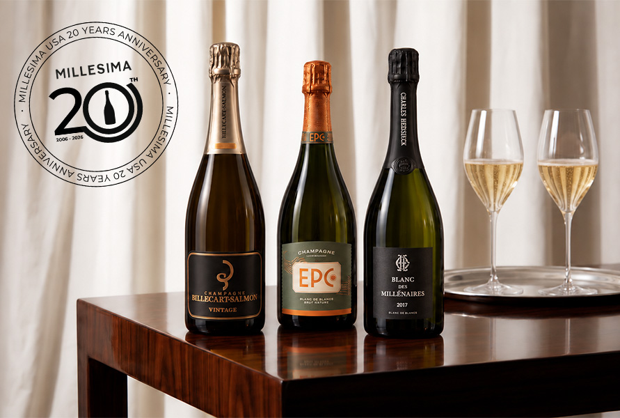 Bottles of champagne for the Millesima USA anniversary offer