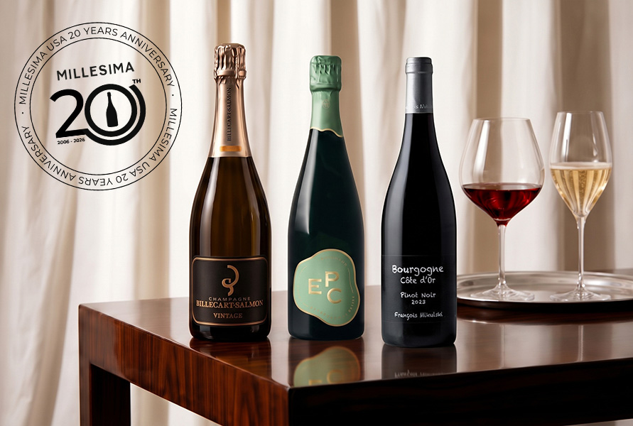 Bottles of champagne for the Millesima USA anniversary offer