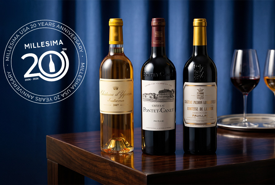 Bottles of champagne for the Millesima USA anniversary offer